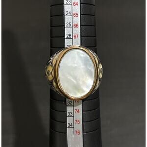 KAR .925 Sterling Silver Men's Ring Mother Of Pearl Size 13.25 Floral